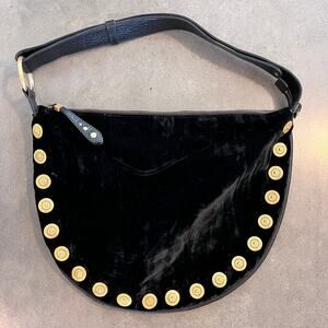 Maxx New York Velvet Gold studded large crescent hobo bag womens Purse bag
